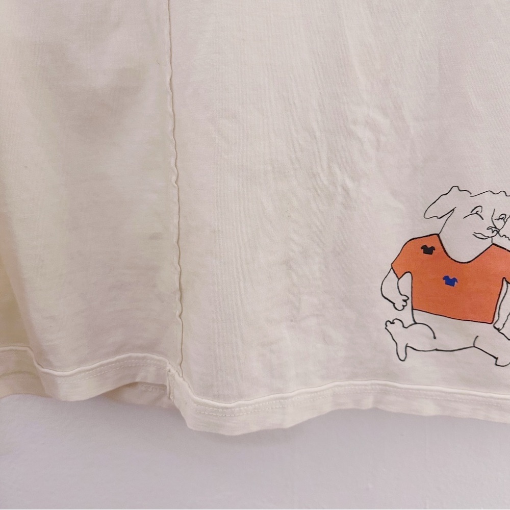 Eckhaus Latta Yellow Three Dogs T-Shirt Cream Tee Panelled Graphic - Picture 5 of 7